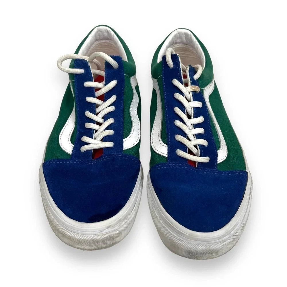 Vans Yacht Club Old Skool Suede Shoes Blue/Green/Yellow Colorblock 6.5